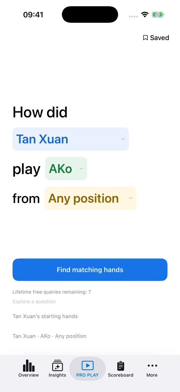 PRO PLAY — app screen